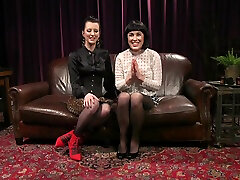 BDSM strap on lesbian session with mature Cherry Torn gag sons Olive Glass
