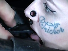 Chubby goth ex black gfs from sc Luna Lavey throat and pussy impaled in bondage