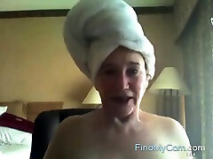 A fresh dp rebecca an acsident teases the camera after a shower