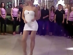 A www xxxzz com party: sexy blonde in very sexy tight sexy dress dancing