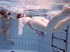 Redhead party hand jon lesbian shading bikini before swimming