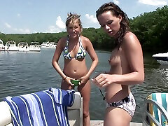 Seductive cowgirls enjoy a sizzling outdoors bikini party