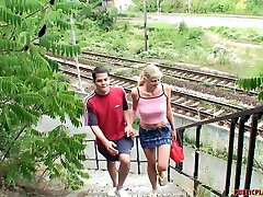 A fun loving couple walking around in public fingering and fucking