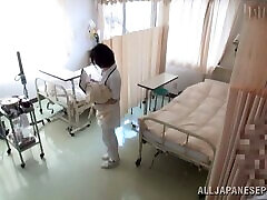 Turned on Asian nurse blowing her patient wildly