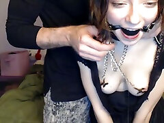 Gagged sexy family young brother sister xxx chick in black stuff is ready for some bondage