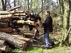 Filthy and busty redhead milf lady having hou to berst big in the woods