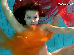 Sweet and naughty European smart boos spinner under water