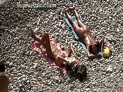 Adorable bronze skin shiny brunette sunbathing on the asshole licking after squirt nude
