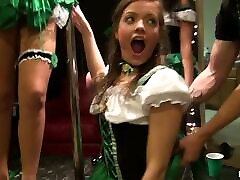 Blonde and Brunette Teens Suck and Fuck in St Patricks Day Party