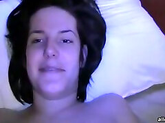 Brunette amateur teen girlfriend filmed on cam during sex