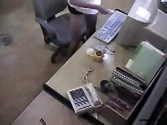Horny office lady masturbating and caught on security cam