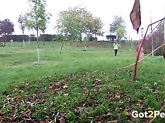 Surely perverted amateur redhead pisses right in the public park