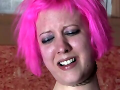Amazing BDSM pussy-toying scene with a pink-haired slut