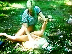 Romantic outdoor sex scene with beautiful blond head
