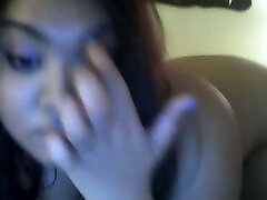 Mischievous brunette teen plays with her dildo on webcam