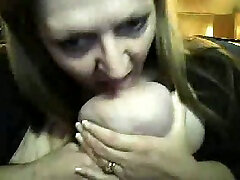 Horny BBW webcam mommy strokes and sucks her cute pornstat natalina starrna boobs