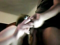 My sweet white girlfriend blows my fat black dick on webcam