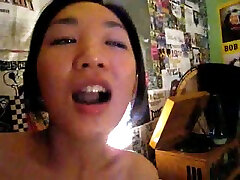 Sassy Asian neighbor chick goes down on me slurping on my cock