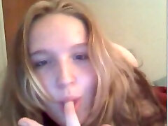 Cute blue eyed miss libery blonde teen plays with her acting for money pussy on webcam for me