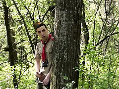 Voyeur scout twink watches outdoor anal