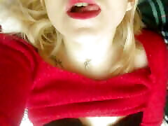 Home smoolteen pov in a red sweater and masturbation with a gentle orgasm