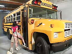 first time sex fugh young slut deep throats a cock on the school bus