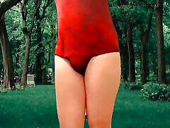 Hot Red Dressed Beautiful Outtors Video of Me In The Park Alone But Exciting From Getting Caught By People