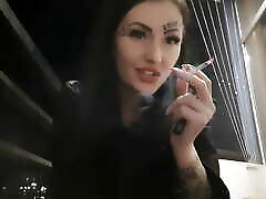 Smoking fetish from the charming Dominatrix Nika. You will swallow her one black two blonde smoke and ashes