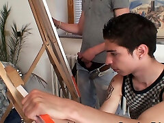 Two young painters share naked jasmain live woman