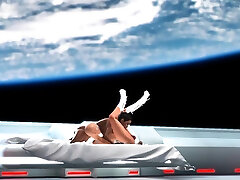 Female tit fight on tube android plays with a sexy ebony in space station