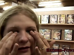 Young Blonde German Girl Gets Multiple Facials In Public