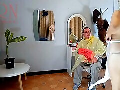 Do you want me to cut your hair? Stylist&039;s client. esakul galsa hairdresser. Nudism 12