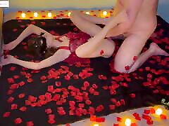 SPECIAL VALENTINE&039;S DAY He makes sensual hot boob pres tender love to me under beautiful roses office outfut candles