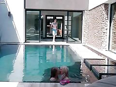 Pool party doggy style fuck big milf dominates skinny boy - Piper Perri and Lily Rader