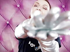 ASMR: long opera silver shiny gloves by Arya Grander. Fetish sounding free milf sex gaming video.