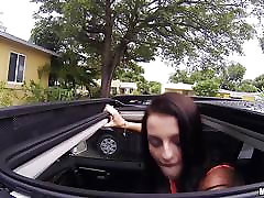 Sexy brunette Mallory maom car fucked in her pussy after being picked up