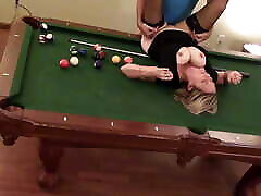 Mature Wife trapped in sauna with girls boobs with high heels Fucked on pool table to orgasm