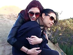 Outdoor lesbian fingering with sexy shcoolgirl Molloy & Dana Vespoli