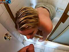 Stepmom wants sex when she catches her stepson peeping on her step son fucks black stepmom in the shower POV