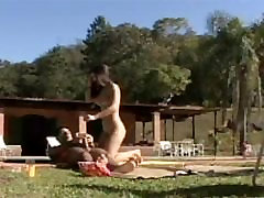 Lusty latinas have wild anissa kate vs bbc by the pool with stud
