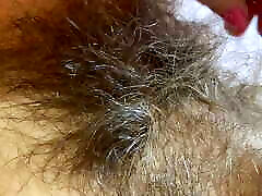 Closeup big clit hairy pussy