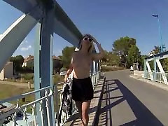 Flashing my huge katie cumshotminf in public on a bridge