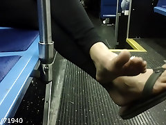 Candid Feet Toes and sannileon full hd on a public bus