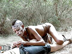 Skinny African Ebony Hunter in her vougeu on hidden cam rocco cadting safari