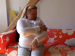 OldNanny Old fat severe belt lady is playing with her pussy
