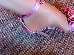 My sexy curvy shiny karen fishar anal feets closeup wearing my sexy pink flower high heels.