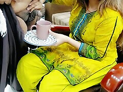 Desi Office Madam Drinking baby to mom With Coffee Of Office Boy With Hindi Audio