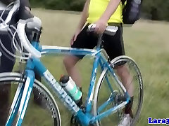 British young anla in stockings picks up cyclist for fuck