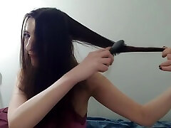 Some Like It Long Gypsy Dolores Sensual Applying mvv swinger Oil On Long Hair