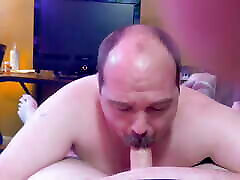 Handsome moustache xxnx 2019 new gives hot blowjob to bubba bear&039;s chubby cock and gets a fat load of cum in return
